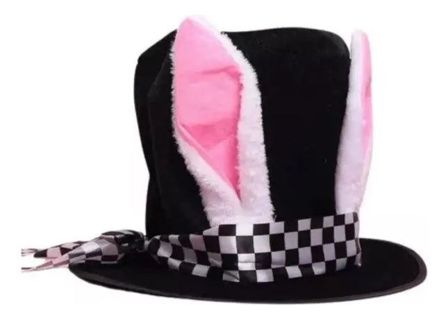 Pack Gorros Disfraz Copa Conejo + Sombrerero. Libro Alicia Blanco