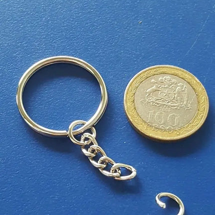 50 Argolla Para Llavero 24mm + Unión Con Cadena