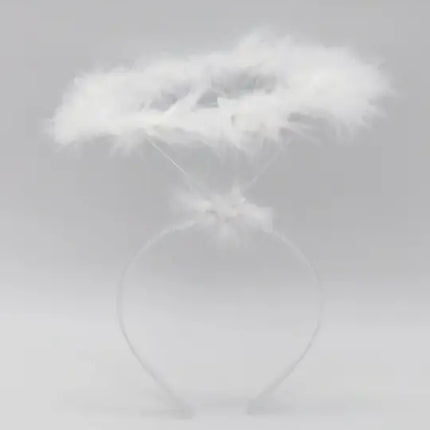 Cintillo Aureola Ángel Blanco Pluma Disfraz, Aro Ángel Blanco