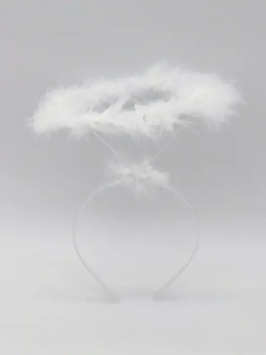 Cintillo Aureola Ángel Blanco Pluma Disfraz, Aro Ángel Blanco