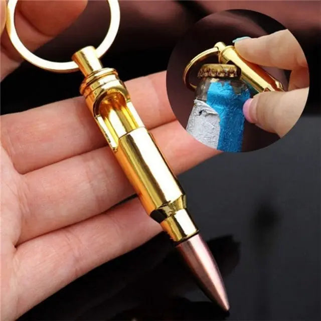 Llavero Destapador De Botellas Diseño Bala De Fusil Metálico