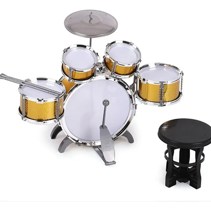Bateria Musical Juguete Jazz Drum Niño 5 Tambores + Piso AMARILLA