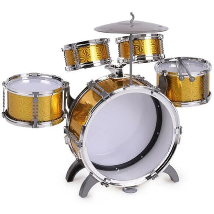 Bateria Musical Juguete Jazz Drum Niño 5 Tambores + Piso AMARILLA