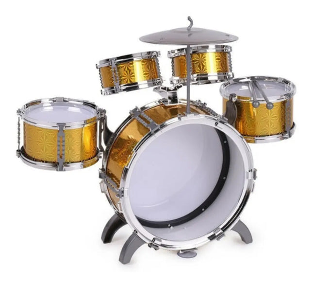 Bateria Musical Juguete Jazz Drum Niño 5 Tambores + Piso AMARILLA