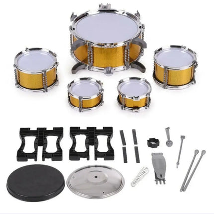 Bateria Musical Juguete Jazz Drum Niño 5 Tambores + Piso AMARILLA