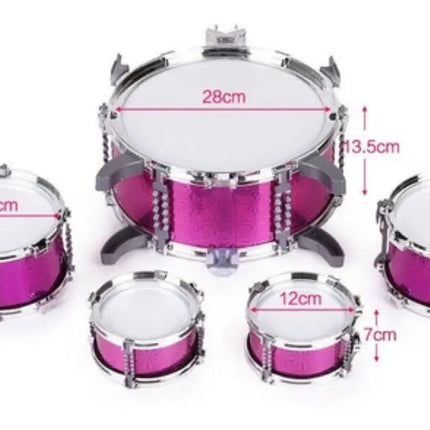 Bateria Musical Juguete Jazz Drum Niño 5 Tambores + Piso AMARILLA