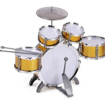 Bateria Musical Juguete Jazz Drum Niño 5 Tambores + Piso AMARILLA