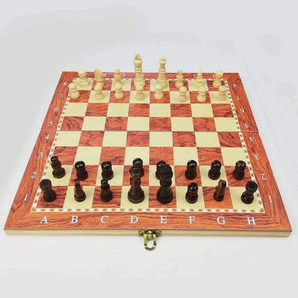 Ajedrez Tablero Ajedrez Damas Backgamon 3 En 1 Madera 29cms