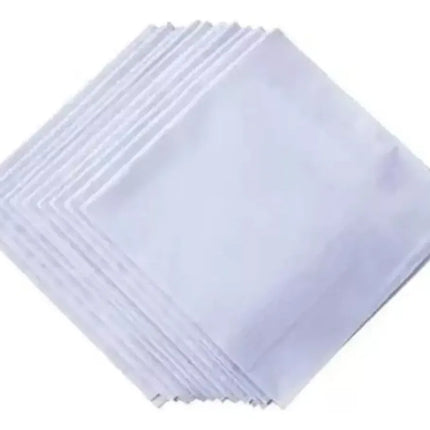Pañuelos Blancos Para Hombre, 100% Algodón 12 Unid Unicolor