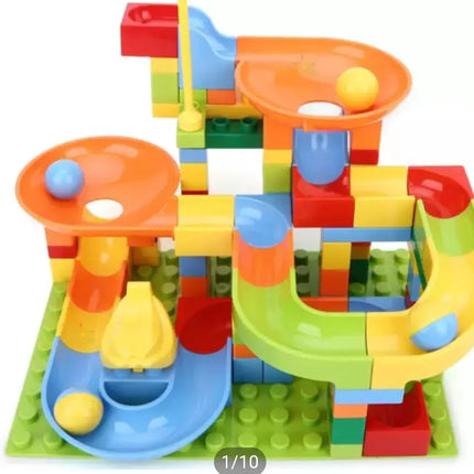 Encaje Y Bloques Construcción 101 Piezas, Pista De Bolitas 2 En 1