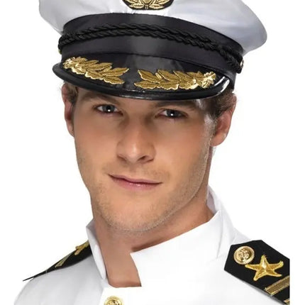 Sombrero Boina Marinero Gorro Disfraces Halloween Fiesta Color Blanco