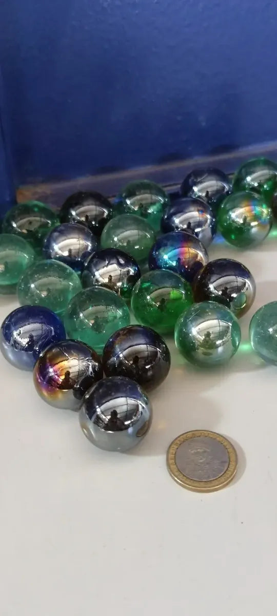 50 X Bolones 25mm De Vidrio Tornasol Polkas Tiritos Bolitas