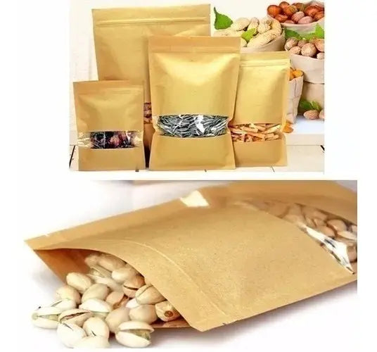 200 Bolsa Kraft Cierre Hermético Doypack 12x20x4cm (150gr)