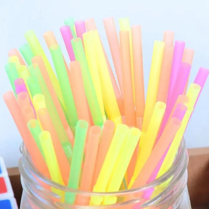 100 Bombillas Surtidas Sorbetes, Pajillas Neón Flúor Tik-tok