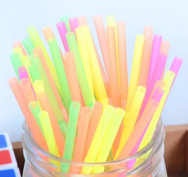 100 Bombillas Surtidas Sorbetes, Pajillas Neón Flúor Tik-tok