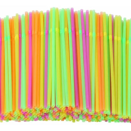 100 Bombillas Surtidas Sorbetes, Pajillas Neón Flúor Tik-tok
