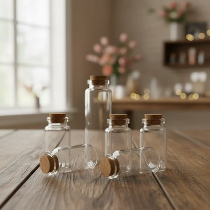 Mini Botellita Vidrio 6x2cms Con Corcho X 48 Unidades