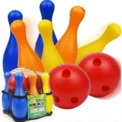 Set Juego De Bowling Plástico 6 Bolos Grandes Y 2 Pelotas