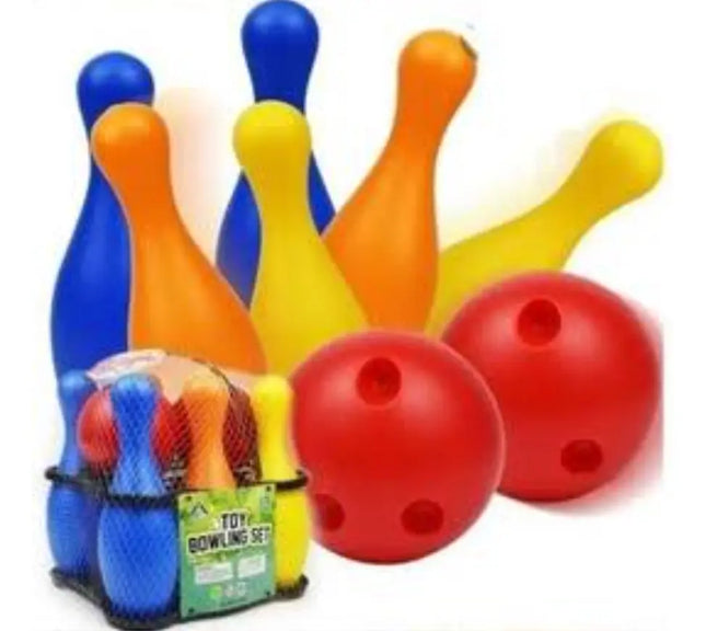 Set Juego De Bowling Plástico 6 Bolos Grandes Y 2 Pelotas
