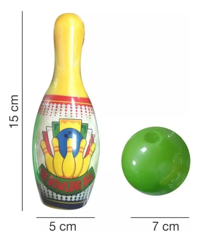 Set Juego De Bowling Plástico 10 Bolos Y 2 Pelotas Grande Bowling plástico multicolor