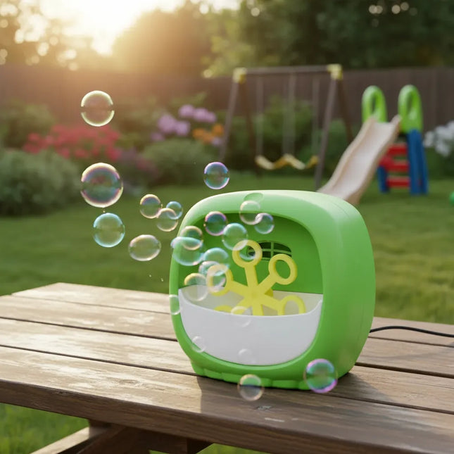 Juguete Maquina De Burbujas Para Niños Burbujeo A Pilas Verde lima