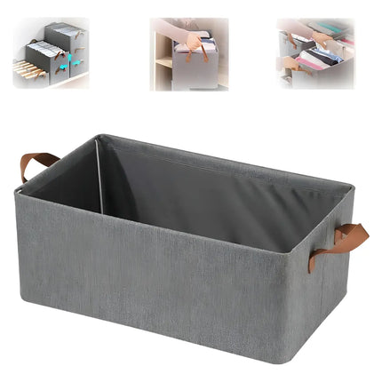 Pack 2 Cajas De Almacenamiento Plegables 47x28x20cm Tela Gris