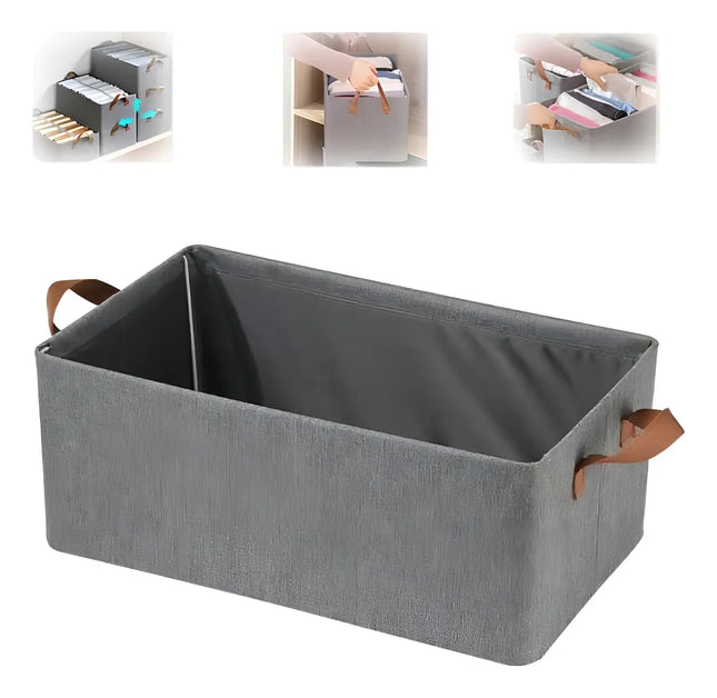 Pack 2 Cajas De Almacenamiento Plegables 47x28x20cm Tela Gris