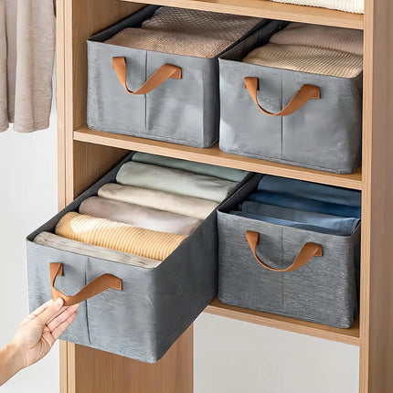 Pack 2 Cajas De Almacenamiento Plegables 47x28x20cm Tela Gris