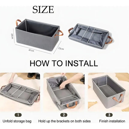Pack 2 Cajas De Almacenamiento Plegables 47x28x20cm Tela Gris