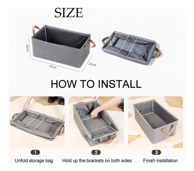 Pack 2 Cajas De Almacenamiento Plegables 47x28x20cm Tela Gris
