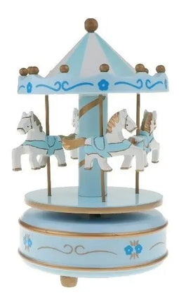 Caja Musical Carrusel De Cuerda, Elegante , Celeste Niño