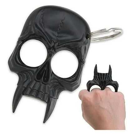 Manopla Llavero Calavera Negra 2 Puntas Defensa Personal