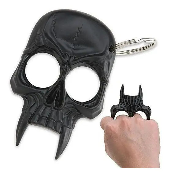 Manopla Llavero Calavera Negra 2 Puntas Defensa Personal