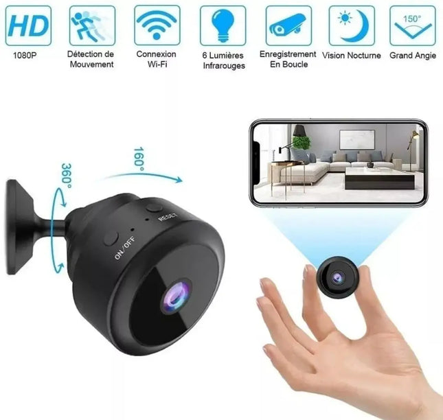 Mini Cámara Espía Nocturna Oculta Alta Definición 1080p Wifi Negro