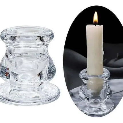 2 Candelabro De Vidrio, Porta Vela Base Blanco