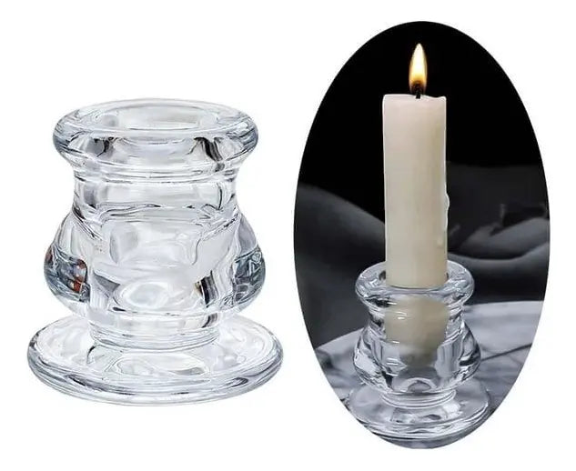 2 Candelabro De Vidrio, Porta Vela Base Blanco