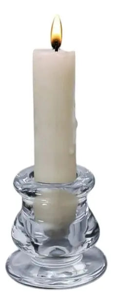 2 Candelabro De Vidrio, Porta Vela Base Blanco