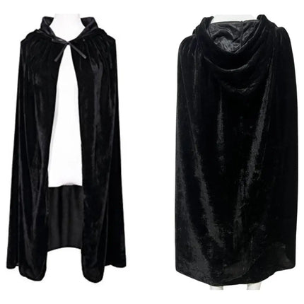 Capa Con Gorro Capucha Deluxe Terciopelo Negro Disfraz Adulto 140