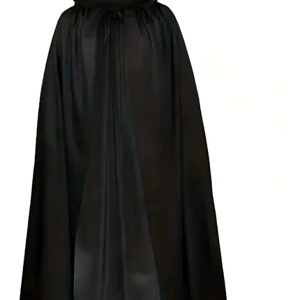 Capa Negra Con Capucha Para Disfraz Adulto 140cms De Tela