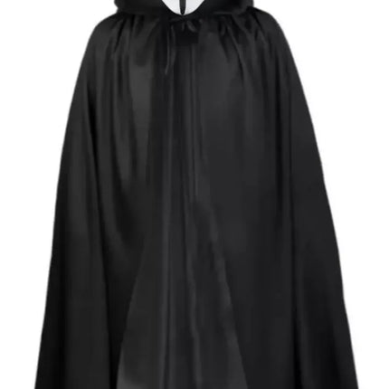 Capa Negra Con Capucha Para Disfraz Adulto 140cms De Tela