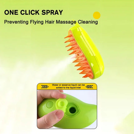 Cepillo Automático Para Gatos A Vapor 3 En 1 Color Verde