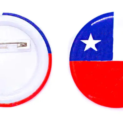 30 Chapitas Pin Con Bandera De Chile Fiestas Patrias Rojo, Blanco y Azul / Bandera de Chile