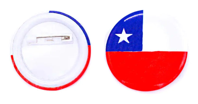 30 Chapitas Pin Con Bandera De Chile Fiestas Patrias Rojo, Blanco y Azul / Bandera de Chile