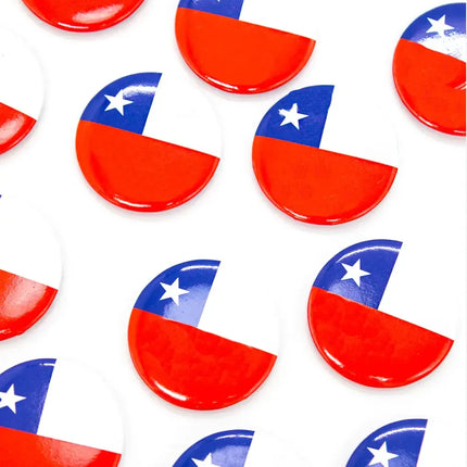 30 Chapitas Pin Con Bandera De Chile Fiestas Patrias Rojo, Blanco y Azul / Bandera de Chile