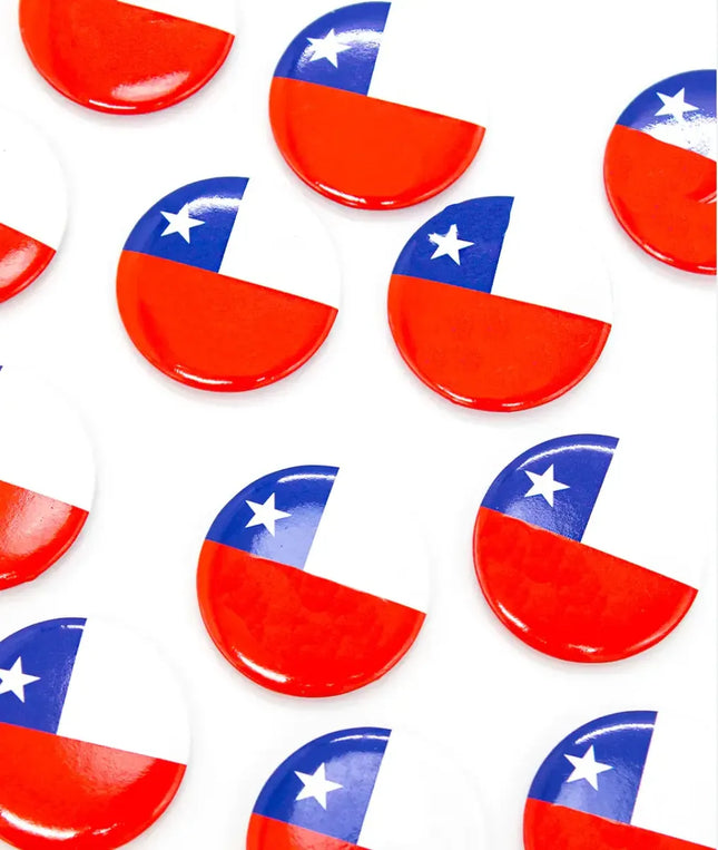 30 Chapitas Pin Con Bandera De Chile Fiestas Patrias Rojo, Blanco y Azul / Bandera de Chile