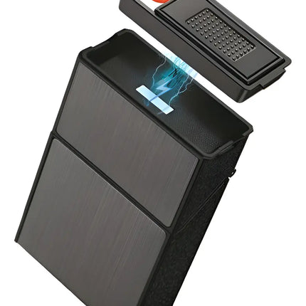 Cigarrera Para 20 Un. Con Cargador Recargable Usb Grafito Gris Oscuro