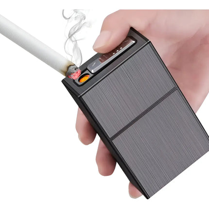Cigarrera Para 20 Un. Con Cargador Recargable Usb Grafito Gris Oscuro