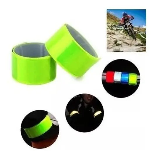 Par Cintas Reflectantes Retráctil Ciclismo Running Seguridad Amarillo