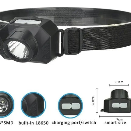 Linterna Cabeza Usb Led Cintillo Ciclismo Outdoor Trekking