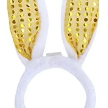 Cintillo Orejas Conejo Lentejuelas Cotillón Conejito Pascua Amarillo